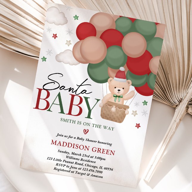 Invitation Fête de bébé ours de Noël genre neutre (Créateur téléchargé)