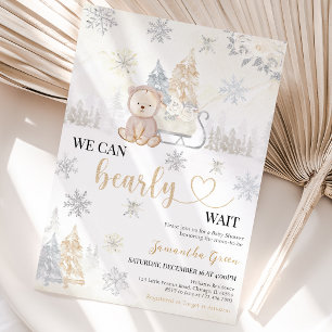 Invitation Fête de bébé Ours en Or