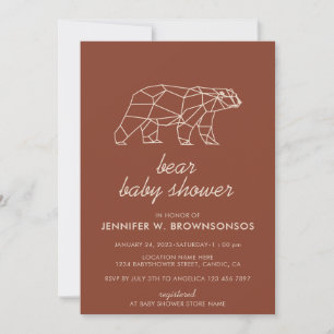 Invitation Fête de bébé ours été automne neutre en terre cuit