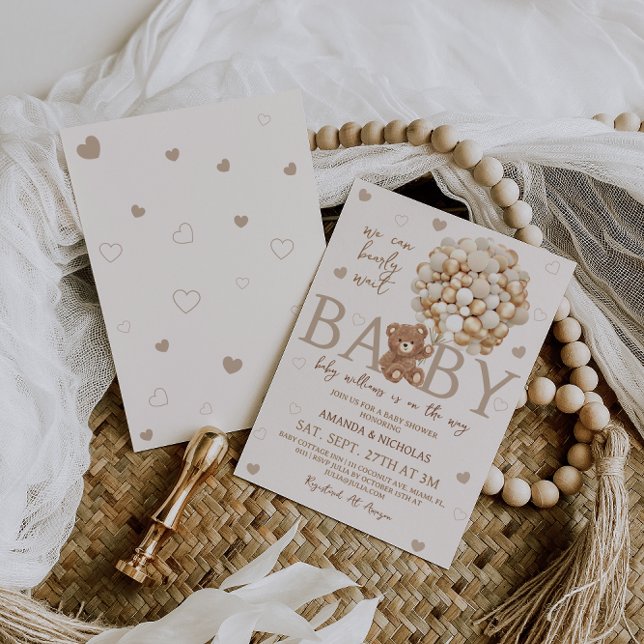 Invitation Fête de Bébé Ours Nous Pouvons à Peine Attendre (Créateur téléchargé)