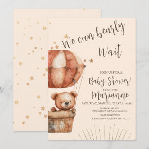 Invitation Fête de bébé ours paillettes étoiles rustique