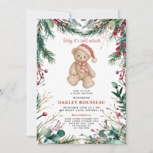 Invitation Fête de Bébé Ourson 'Bébé il fait froid dehors'