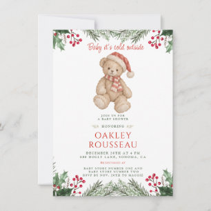 Invitation Fête de Bébé Ourson 'Bébé, il fait froid dehors'