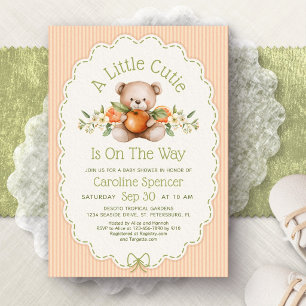 Invitation Fête de Bébé Ourson en Oranges Little Cutie