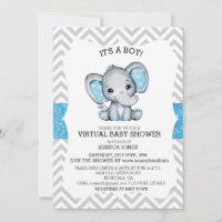 Fête de bébé pailletée Chevron Eléphant Bleu Virtu