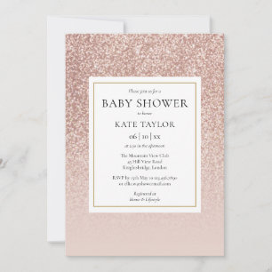 Invitation Fête de Bébé Paillettes Rose Gold / Sprinkle