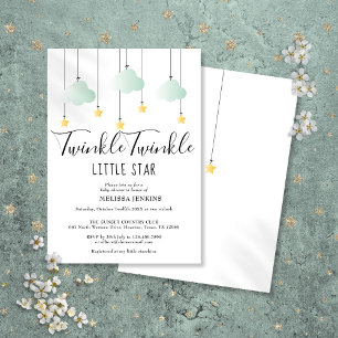 Invitation Fête de Bébé Paillettes Twinkle Twinkle Little Sta