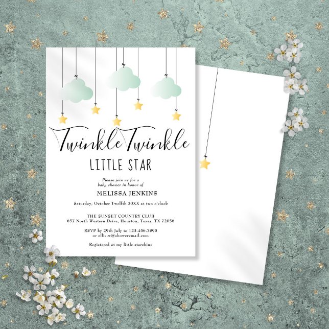 Invitation Fête de Bébé Paillettes Twinkle Twinkle Little Sta (Twinkle Twinkle Little Star Baby Shower Sprinkle Invitation)