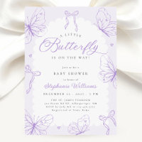 Fête de Bébé Papillons Violets & Rubans