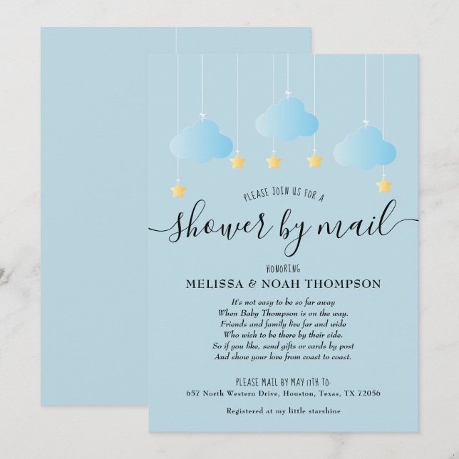 Invitation Fête de Bébé par Courrier à Distance (Devant / Derrière)