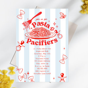 Invitation Fête de bébé Pasta & Pacifiers Doodle Neutre
