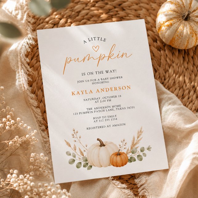 Invitation Fête de Bébé Petit Citrouille d'Automne (Créateur téléchargé)