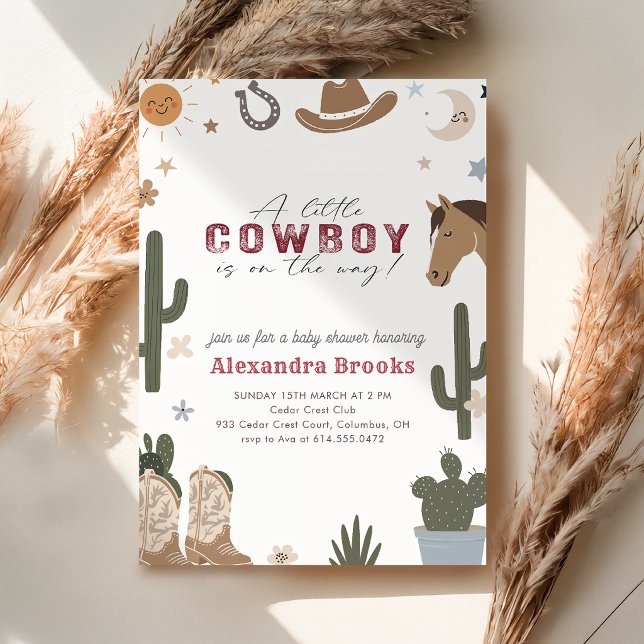 Invitation Fête de Bébé Petit Cow-Boy Occidental (Créateur téléchargé)