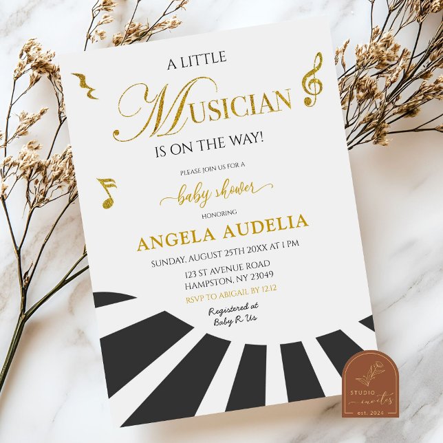 Invitation Fête de Bébé Petit Musicien de Piano (Créateur téléchargé)