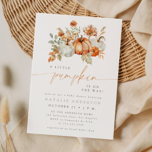 Invitation Fête de bébé petite citrouille aquarelle Bohème