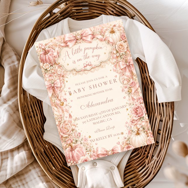 Invitation Fête de Bébé Petite Citrouille Coquette (Créateur téléchargé)