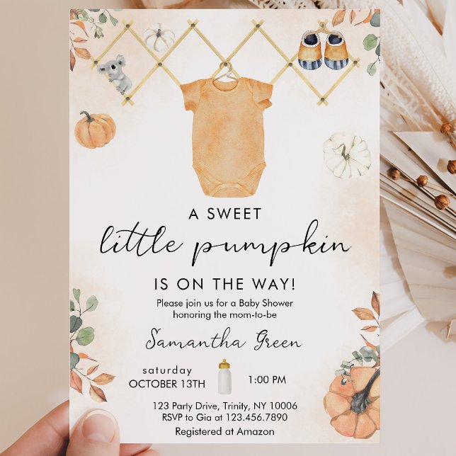 Invitation Fête de Bébé Petite Citrouille Neutre (Créateur téléchargé)