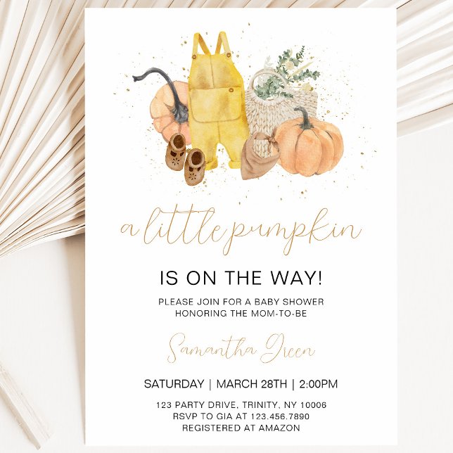 Invitation Fête de Bébé Petite Citrouille Neutre (Créateur téléchargé)