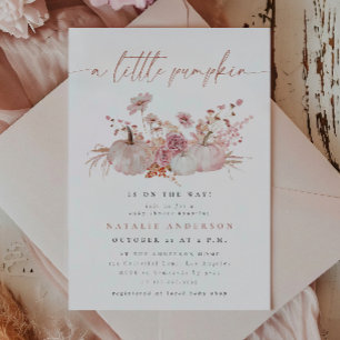 Invitation Fête de Bébé Petite Citrouille Rose Blush