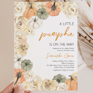 Invitation Fête de Bébé Petite Citrouille Rustique