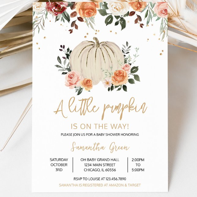Invitation Fête de Bébé Petite Citrouille Rustique (Créateur téléchargé)