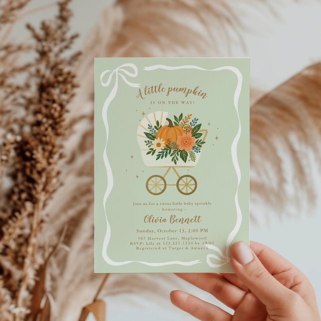 Invitation Fête de Bébé Petite Citrouille Sage (Créateur téléchargé)