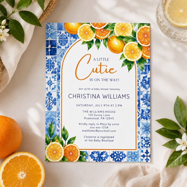 Invitation Fête de Bébé Petite Cutie Citrus Orange (Créateur téléchargé)