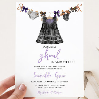 Invitation Fête de bébé Petite Goule Halloween Violet