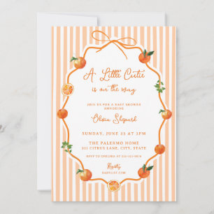 Invitation Fête de Bébé Petite Mignonne Arc-en-ciel Orange Fa