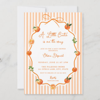 Invitation Fête de Bébé Petite Mignonne Arc-en-ciel Orange Fa