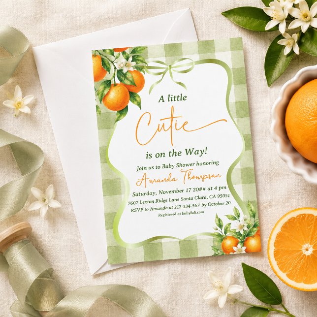 Invitation Fête de Bébé Petite Mignonne Vert Sauge (Créateur téléchargé)