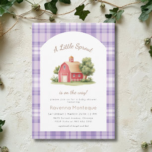 Invitation Fête de Bébé Petite Pousse Grenier Rouge Gingham V