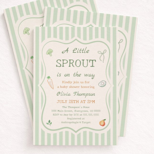 Invitation Fête de Bébé Petite Pousse Verte (Créateur téléchargé)