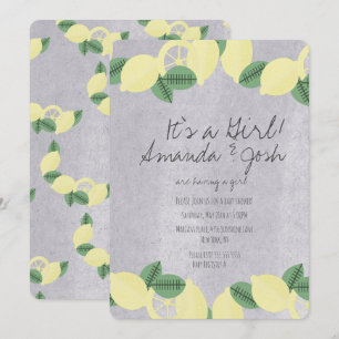 Invitation Fête de Bébé Pierre Vintage Citron Rustique