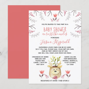 Invitation Fête de Bébé Plante de Cerf de Bois à Travers les
