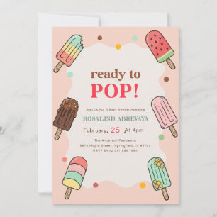 Invitation Fête de Bébé Popsicle Rose Estivale Prête à Éclate