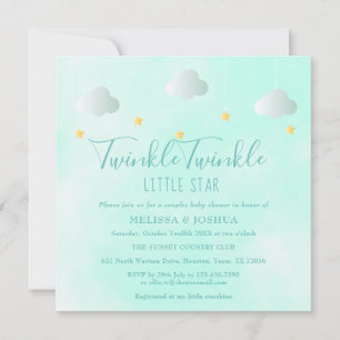 Invitation Fête de bébé pour couple Twinkle Twinkle sans genr