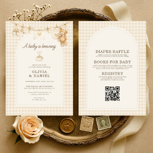 Invitation Fête de bébé pour couples 'Baby is Brewing' tout-e