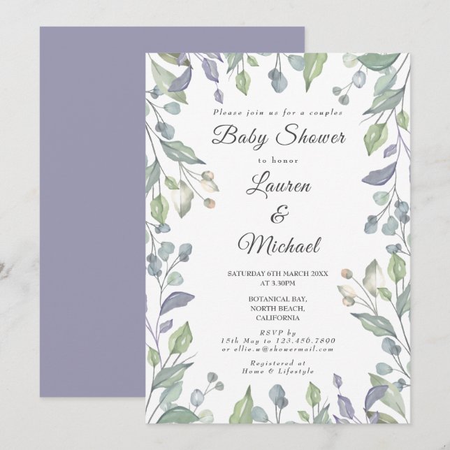 Invitation Fête de bébé pour couples dans un cadre champêtre (Devant / Derrière)