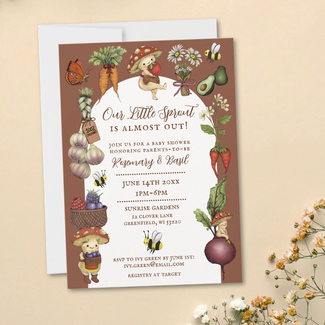Invitation Fête de bébé pour couples Little Sprout Farmer's M (Créateur téléchargé)