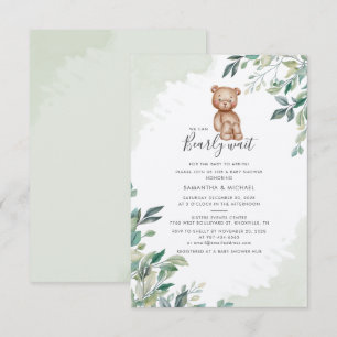 Invitation Fête de bébé pour couples Ourson à peine attendre 