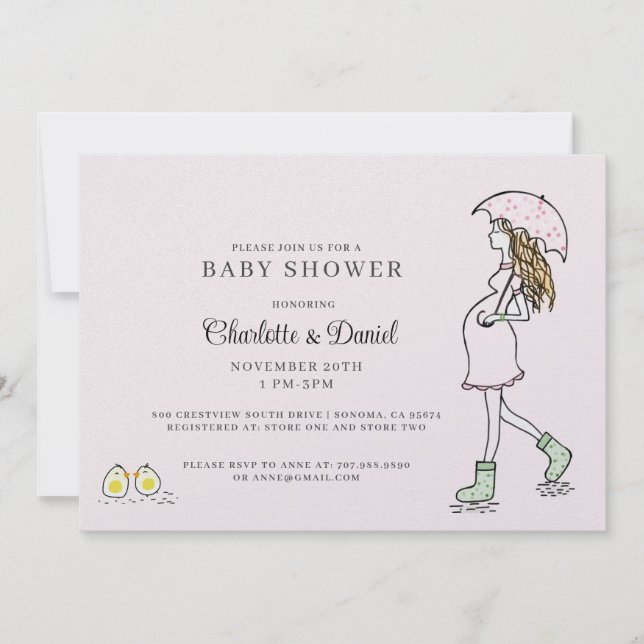 Invitation Fête de bébé pour future maman fantaisiste (Devant)