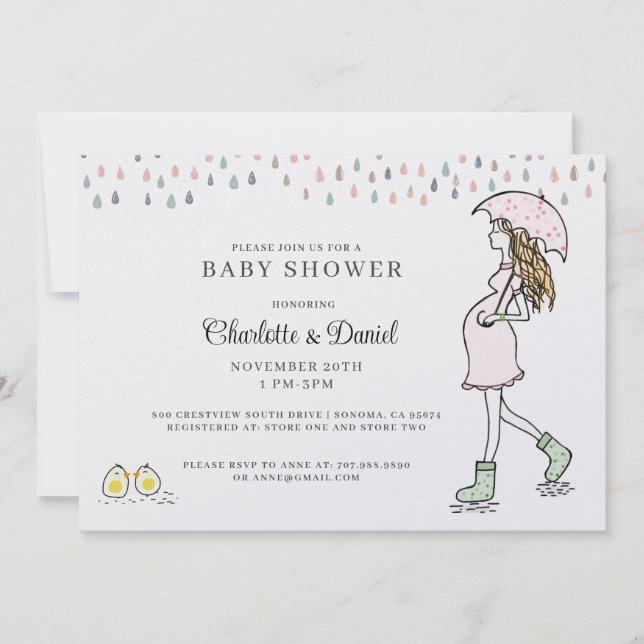 Invitation Fête de bébé pour future maman fantaisiste (Devant)