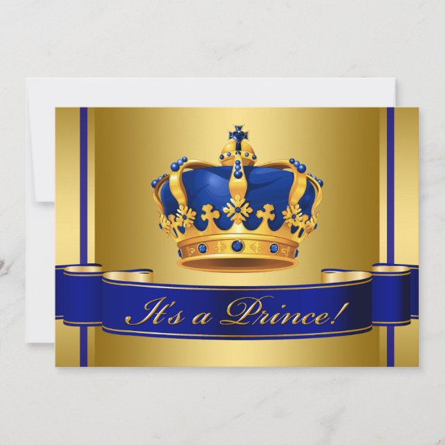 Invitation Fête de bébé pour le couronnement du prince en ble (Devant)