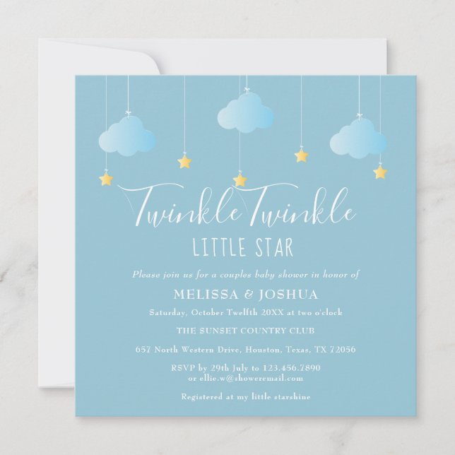 Invitation Fête de Bébé pour les couples Twinkle Twinkle Litt (Devant)
