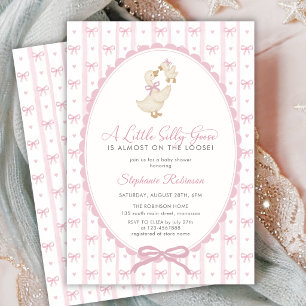 Invitation Fête de Bébé Préparée avec un Nœud de Coquette et 