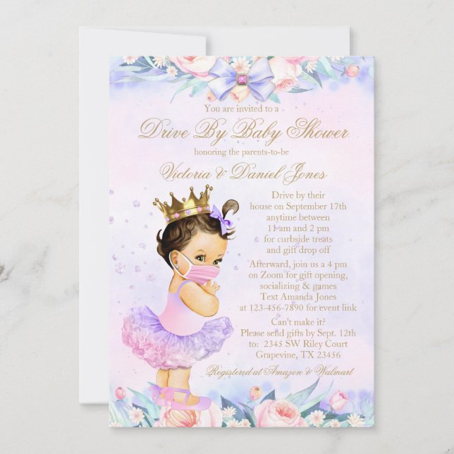 Invitation Fête de bébé Princesse Drive By (Devant)