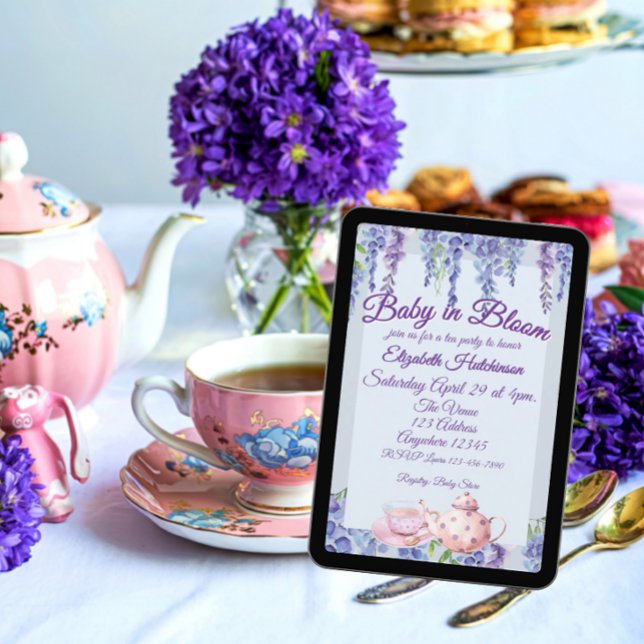 Invitation Fête de bébé Purple Baby in Bloom (Créateur téléchargé)