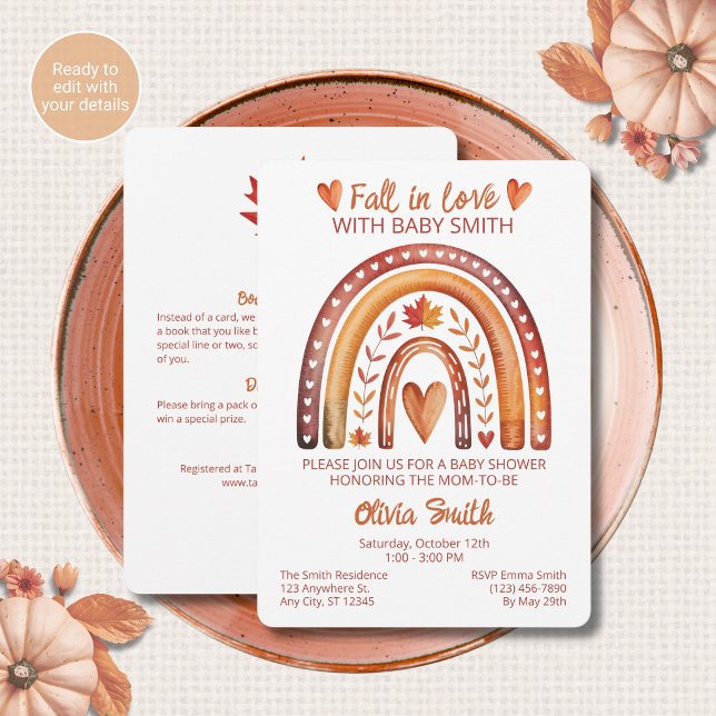 Invitation Fête de bébé QR Code Bohème Arc-en-Ciel Automne To (Créateur téléchargé)