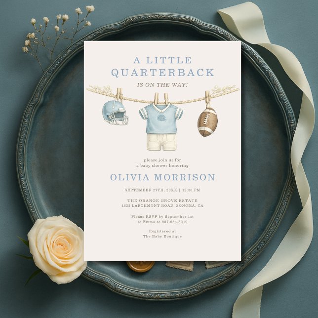 Invitation Fête de bébé Quarterback Football Linge à Laver (Créateur téléchargé)
